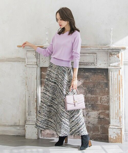 Viaggio Blu / ビアッジョブルー ミニ・ひざ丈スカート | CLARENSONミックスツイードスカート | 詳細5