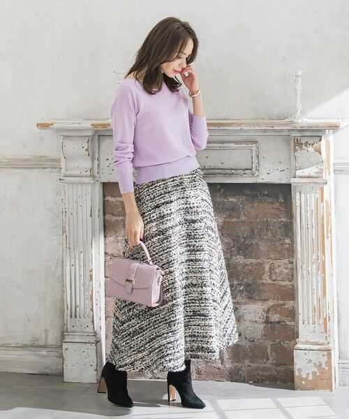 Viaggio Blu / ビアッジョブルー ミニ・ひざ丈スカート | CLARENSONミックスツイードスカート | 詳細6