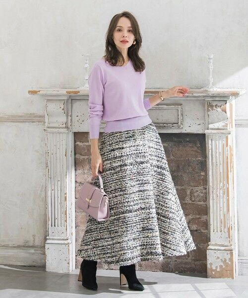 Viaggio Blu / ビアッジョブルー ミニ・ひざ丈スカート | CLARENSONミックスツイードスカート | 詳細7