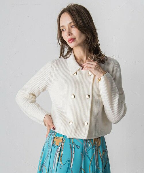 Viaggio Blu / ビアッジョブルー ニット・セーター | 襟付きニットジャケット≪手洗い可能≫ | 詳細12