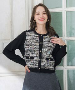 Viaggio Blu / ビアッジョブルー カーディガン・ボレロ | CLARENSONミックスツイードカーディガン