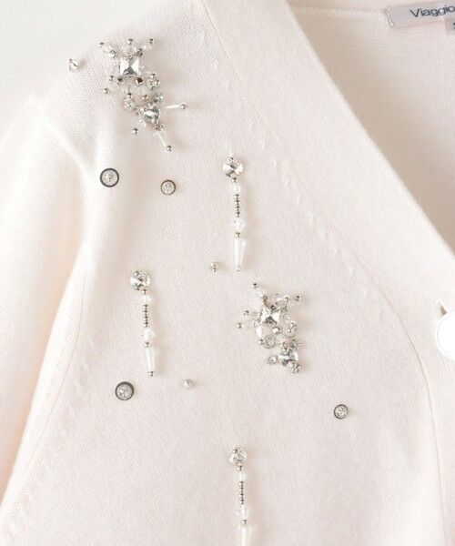 Viaggio Blu / ビアッジョブルー カーディガン・ボレロ | Vネックビジューカーディガン≪手洗い可能≫ | 詳細9