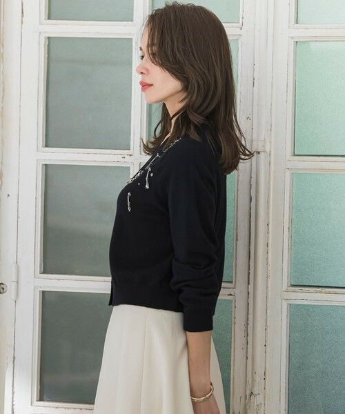 Viaggio Blu / ビアッジョブルー カーディガン・ボレロ | Vネックビジューカーディガン≪手洗い可能≫ | 詳細13