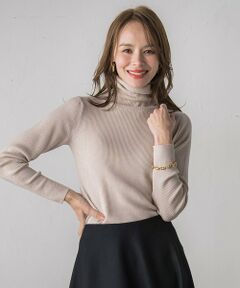 【新色追加】スパンコールリブタートルニット