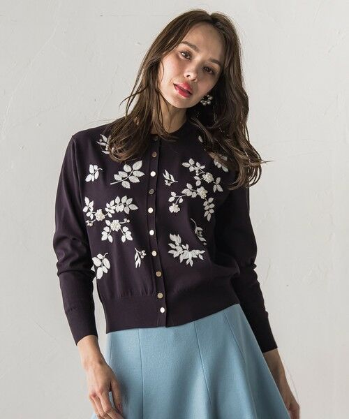 Viaggio Blu / ビアッジョブルー カーディガン・ボレロ | 【新色追加】ボタニカルモチーフ刺繍カーディガン | 詳細8