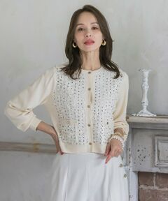 Viaggio Blu / ビアッジョブルー カーディガン・ボレロ | リボンドットツイードカーディガン