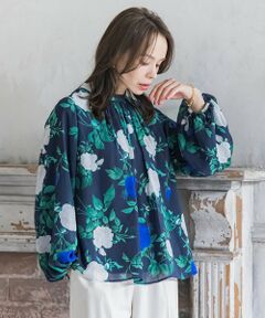 Viaggio Blu / ビアッジョブルー シャツ・ブラウス | ブルーローズプリントブラウス≪洗濯機で洗える≫
