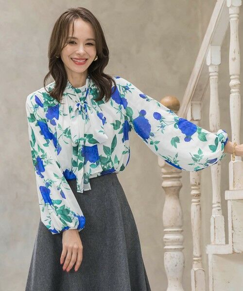 Viaggio Blu / ビアッジョブルー シャツ・ブラウス | ブルーローズプリントブラウス≪洗濯機で洗える≫ | 詳細1