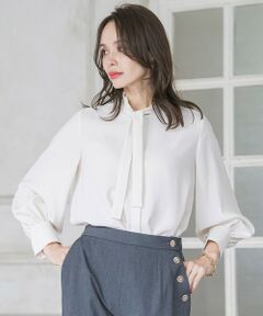 Viaggio Blu / ビアッジョブルー シャツ・ブラウス | フリルネックボウタイブラウス≪洗濯機で洗える≫
