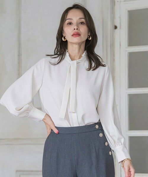 Viaggio Blu / ビアッジョブルー シャツ・ブラウス | フリルネックボウタイブラウス≪洗濯機で洗える≫ | 詳細1