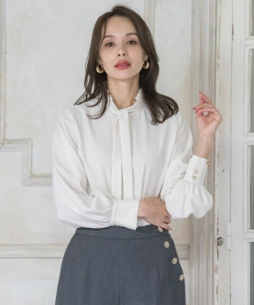 Viaggio Blu / ビアッジョブルー シャツ・ブラウス | フリルネックボウタイブラウス≪洗濯機で洗える≫ | 詳細4