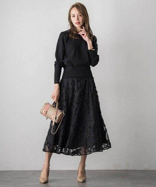 Viaggio Blu / ビアッジョブルー ミニ・ひざ丈スカート | スパンコールテープチュールスカート | 詳細15