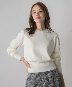 Viaggio Blu / ビアッジョブルー ニット・セーター | アシメパールビジューニット