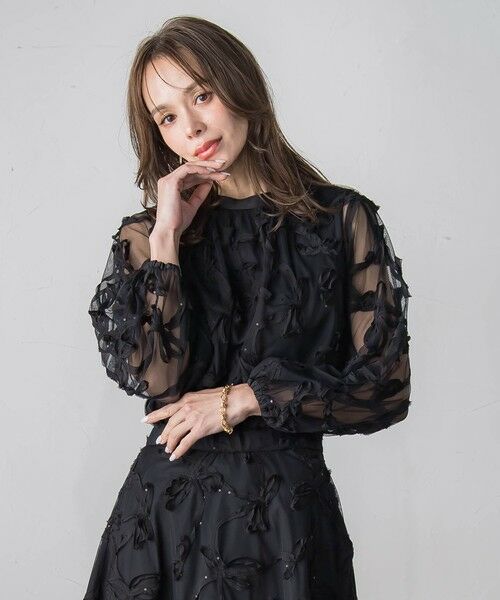 Viaggio Blu / ビアッジョブルー シャツ・ブラウス | スパンコールテープチュールブラウス | 詳細1