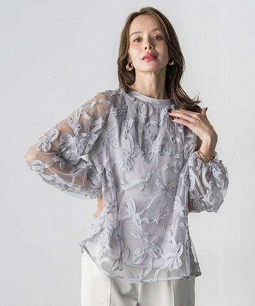 Viaggio Blu / ビアッジョブルー シャツ・ブラウス | スパンコールテープチュールブラウス | 詳細14