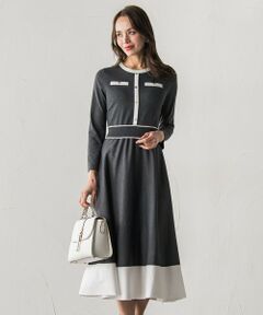 Viaggio Blu / ビアッジョブルー ロング・マキシ丈ワンピース | バイカラーニットワンピース