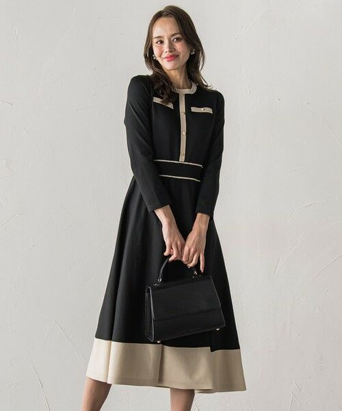 Viaggio Blu / ビアッジョブルー ロング・マキシ丈ワンピース | バイカラーニットワンピース | 詳細1