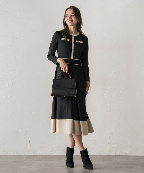 Viaggio Blu / ビアッジョブルー ロング・マキシ丈ワンピース | バイカラーニットワンピース | 詳細4