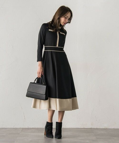 Viaggio Blu / ビアッジョブルー ロング・マキシ丈ワンピース | バイカラーニットワンピース | 詳細5