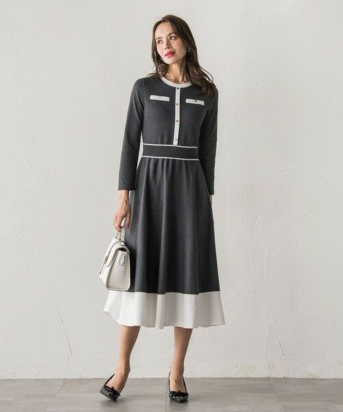 Viaggio Blu / ビアッジョブルー ロング・マキシ丈ワンピース | バイカラーニットワンピース | 詳細10