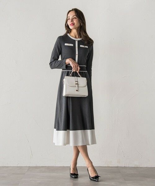 Viaggio Blu / ビアッジョブルー ロング・マキシ丈ワンピース | バイカラーニットワンピース | 詳細9