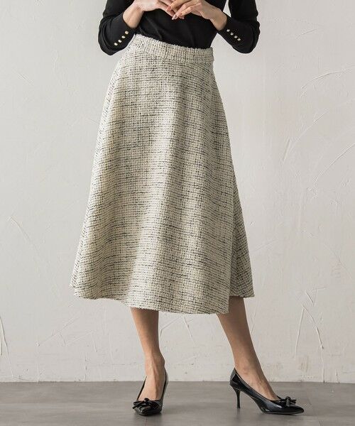 Viaggio Blu / ビアッジョブルー ミニ・ひざ丈スカート | モノトーンツイードスカート | 詳細1