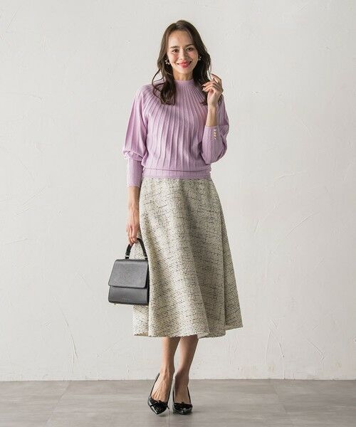 Viaggio Blu / ビアッジョブルー ミニ・ひざ丈スカート | モノトーンツイードスカート | 詳細11