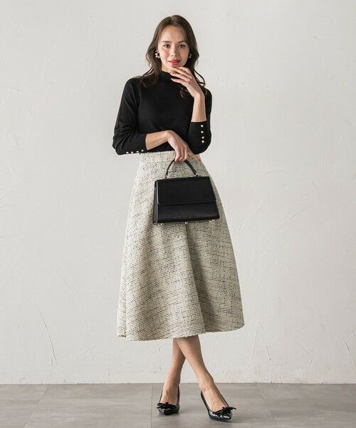 Viaggio Blu / ビアッジョブルー ミニ・ひざ丈スカート | モノトーンツイードスカート | 詳細4