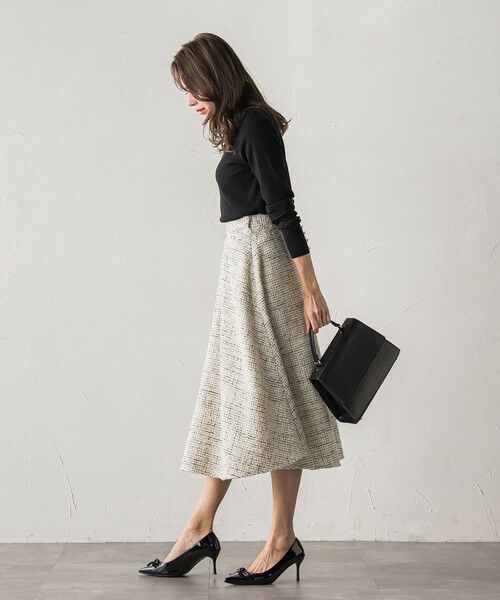 Viaggio Blu / ビアッジョブルー ミニ・ひざ丈スカート | モノトーンツイードスカート | 詳細5