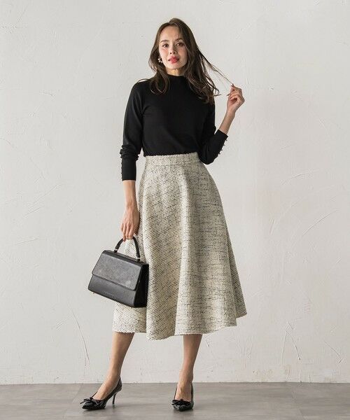 Viaggio Blu / ビアッジョブルー ミニ・ひざ丈スカート | モノトーンツイードスカート | 詳細7