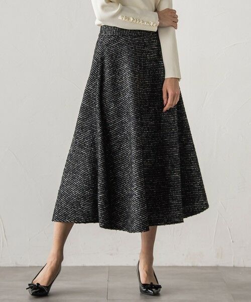 Viaggio Blu / ビアッジョブルー ミニ・ひざ丈スカート | モノトーンツイードスカート | 詳細13