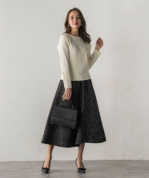 Viaggio Blu / ビアッジョブルー ミニ・ひざ丈スカート | モノトーンツイードスカート | 詳細16