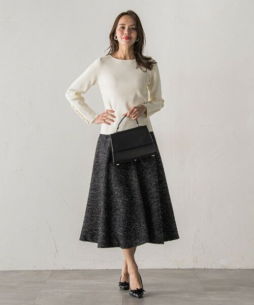 Viaggio Blu / ビアッジョブルー ミニ・ひざ丈スカート | モノトーンツイードスカート | 詳細17