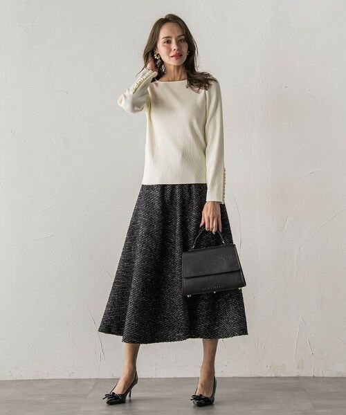 Viaggio Blu / ビアッジョブルー ミニ・ひざ丈スカート | モノトーンツイードスカート | 詳細18