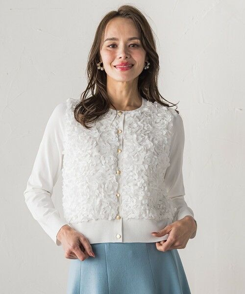 Viaggio Blu / ビアッジョブルー カーディガン・ボレロ | フラワーチュールドッキングカーディガン（オフホワイト）