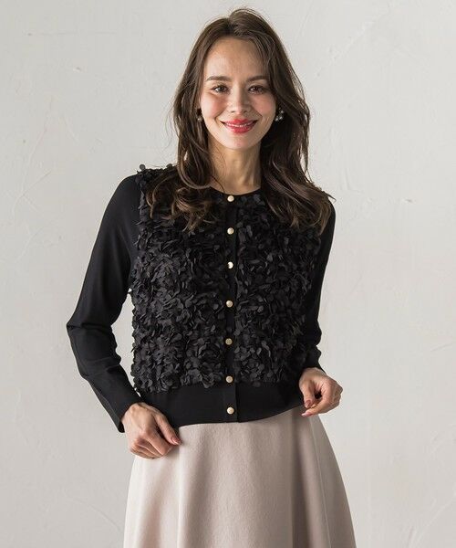 Viaggio Blu / ビアッジョブルー カーディガン・ボレロ | フラワーチュールドッキングカーディガン（ブラック）