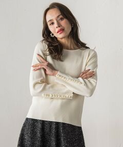 Viaggio Blu / ビアッジョブルー ニット・セーター | 袖フリルパールリブニット