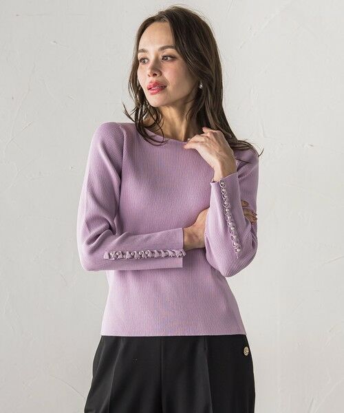 Viaggio Blu / ビアッジョブルー ニット・セーター | 袖フリルパールリブニット | 詳細10