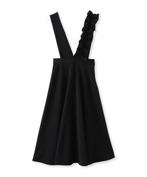 Viaggio Blu / ビアッジョブルー ロング・マキシ丈ワンピース | ダンボールフリルジャンパースカート（ブラック）