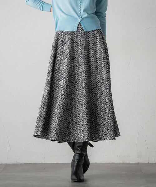 Viaggio Blu / ビアッジョブルー ミニ・ひざ丈スカート | ツイードフレアスカート（ブラック系その他）