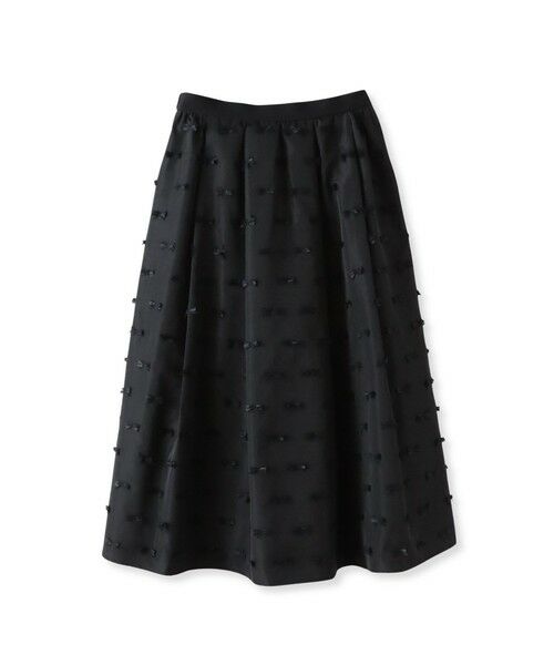 Viaggio Blu / ビアッジョブルー ミニ・ひざ丈スカート | リボンジャガードスカート（ブラック）