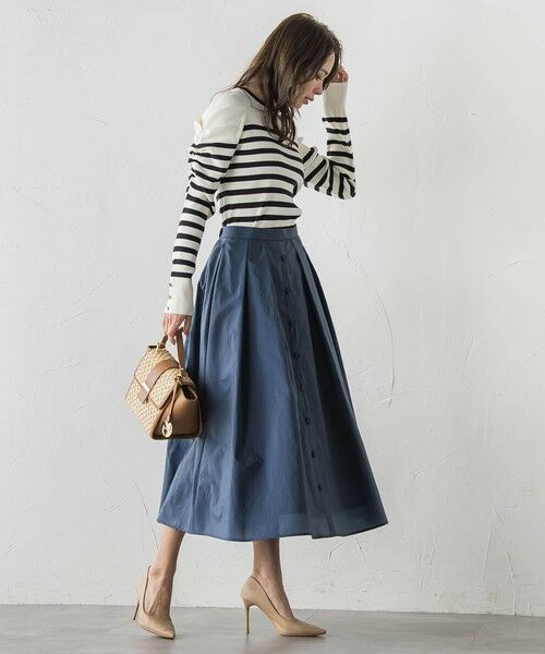 Viaggio Blu / ビアッジョブルー ミニ・ひざ丈スカート | フロントボタンタフタスカート | 詳細10