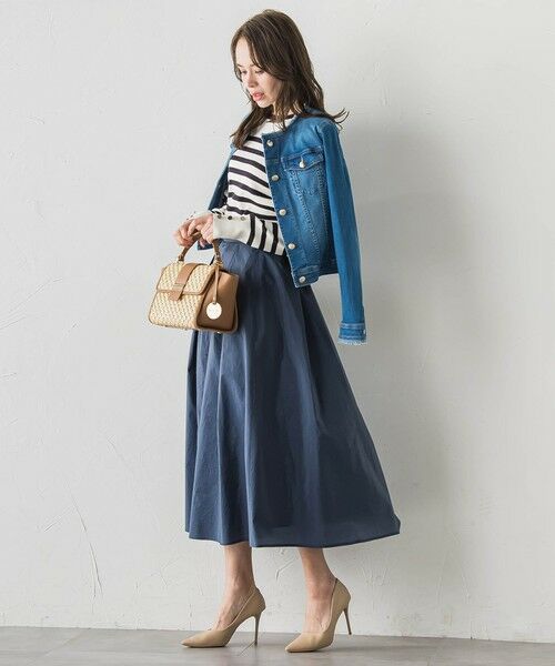 Viaggio Blu / ビアッジョブルー ミニ・ひざ丈スカート | フロントボタンタフタスカート | 詳細12