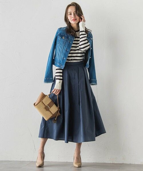 Viaggio Blu / ビアッジョブルー ミニ・ひざ丈スカート | フロントボタンタフタスカート | 詳細13