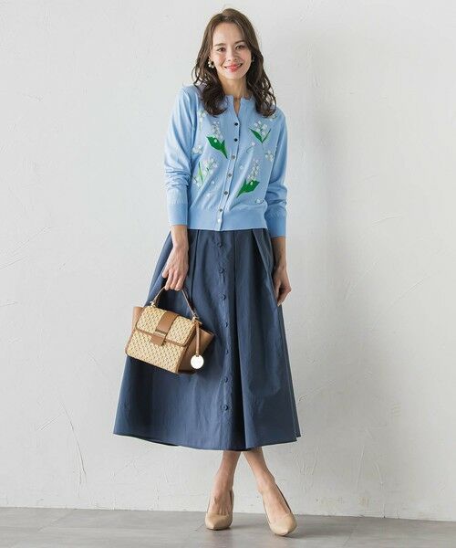 Viaggio Blu / ビアッジョブルー ミニ・ひざ丈スカート | フロントボタンタフタスカート | 詳細3