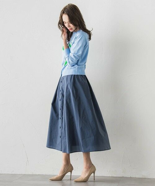 Viaggio Blu / ビアッジョブルー ミニ・ひざ丈スカート | フロントボタンタフタスカート | 詳細4