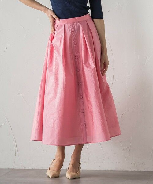 Viaggio Blu / ビアッジョブルー ミニ・ひざ丈スカート | フロントボタンタフタスカート | 詳細14