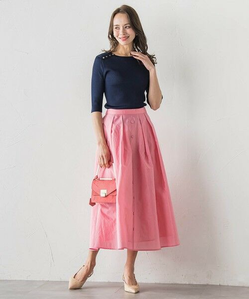 Viaggio Blu / ビアッジョブルー ミニ・ひざ丈スカート | フロントボタンタフタスカート | 詳細18