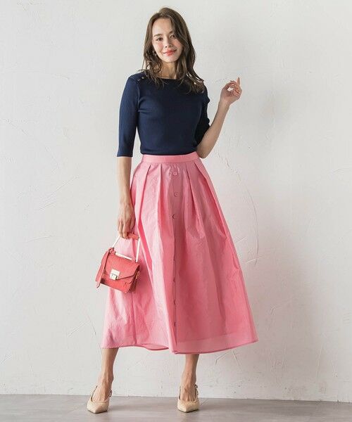 Viaggio Blu / ビアッジョブルー ミニ・ひざ丈スカート | フロントボタンタフタスカート | 詳細20