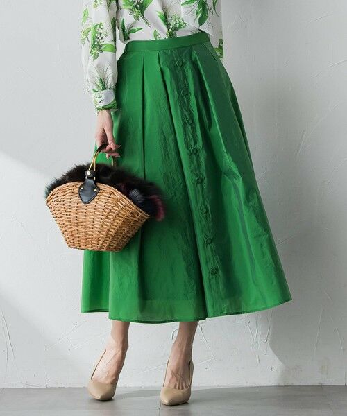 Viaggio Blu / ビアッジョブルー ミニ・ひざ丈スカート | フロントボタンタフタスカート | 詳細21